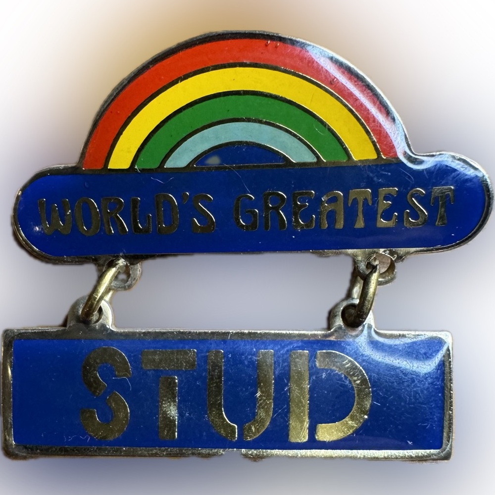1979 Centennia World’s Greatest Stud Rainbow Articulated Gold Tone Pin